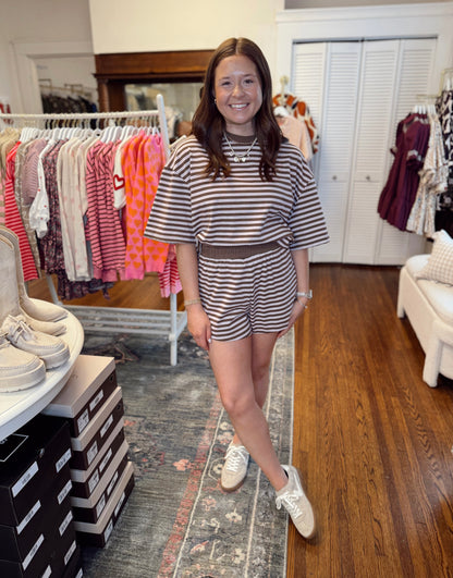 Lena Pink & Brown Stripe Top