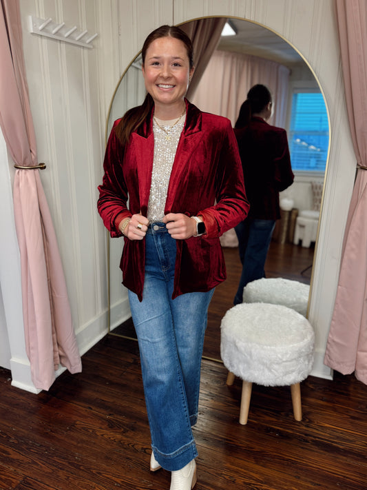 Garnet Velvet Blazer