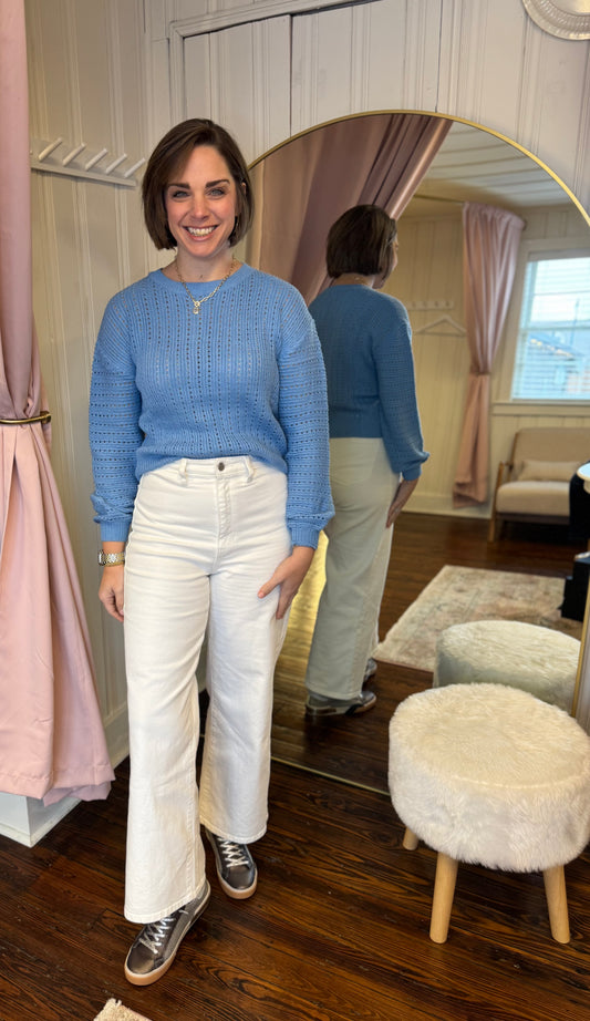 Sky Blue Balloon Sleeve Sweater