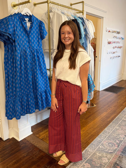 Heidi Stripe Pants - Plum