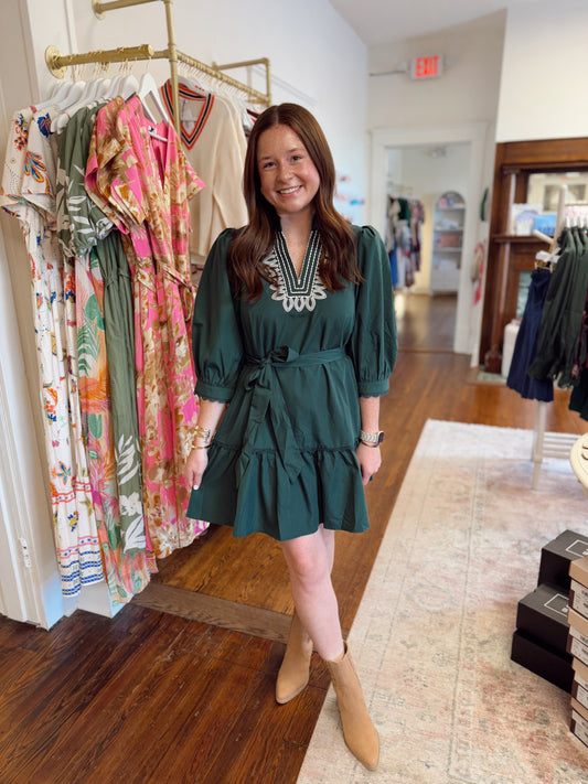 Lori Green Embroidered Dress