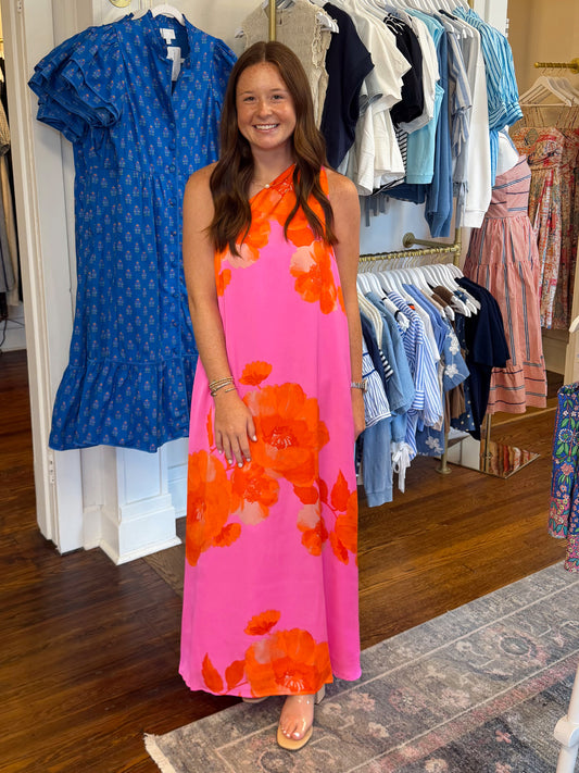 Giena Floral Pleated Maxi Dress