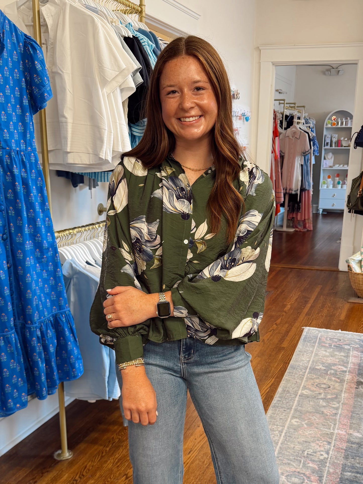 The Olivia Floral Shirring Top