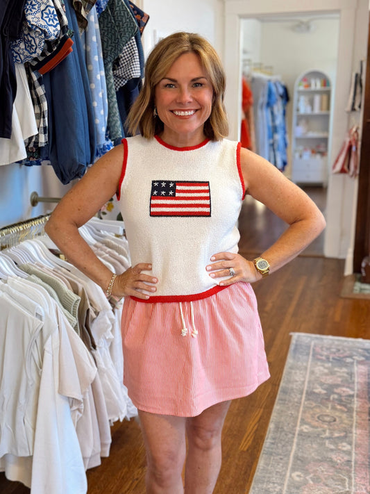 USA Flag Knit Top