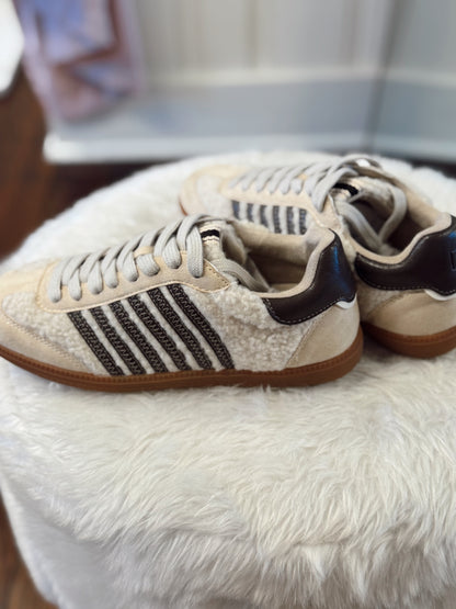 Stevie Beige Shearling Sneaker