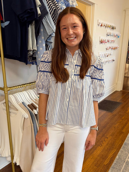 Jaelynn Puff Sleeve Top - Blue