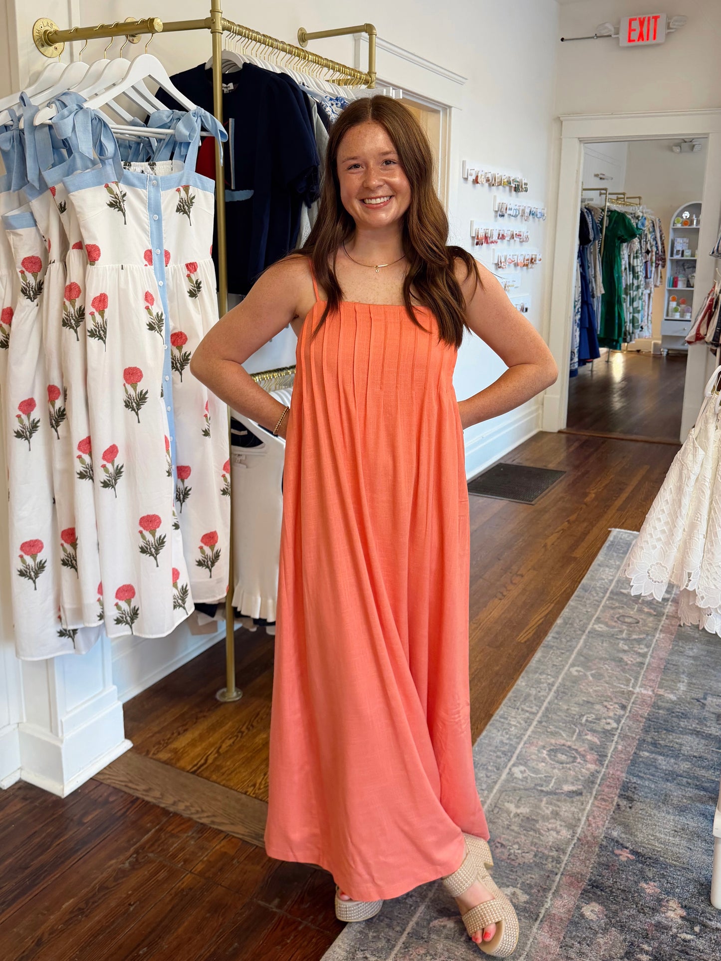 Strappy Coral Maxi Dress