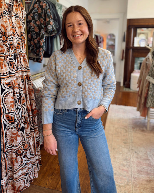 Reagan Blue Checkered Sweater
