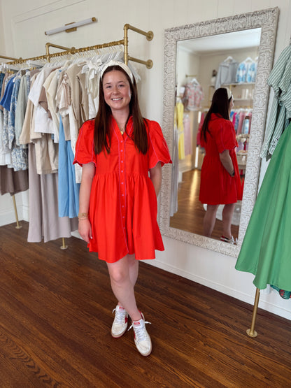 Pink and Red Scallop Dress