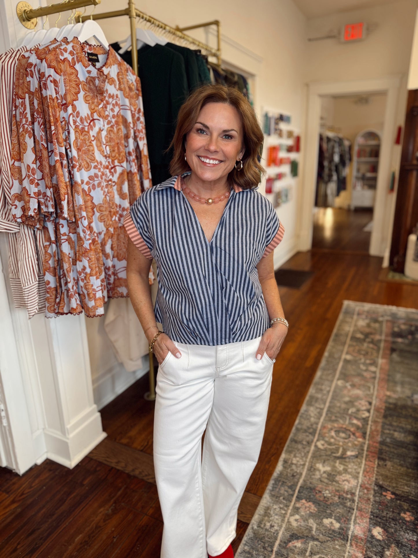 Mindi Navy Stripe Top