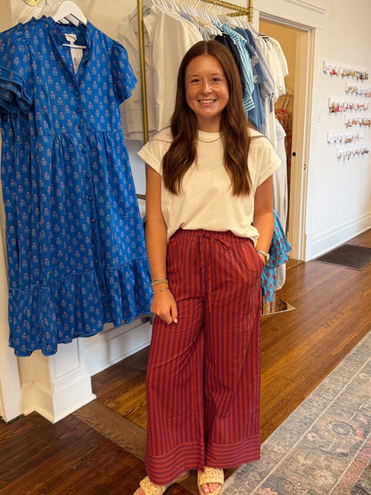 Heidi Stripe Pants - Plum
