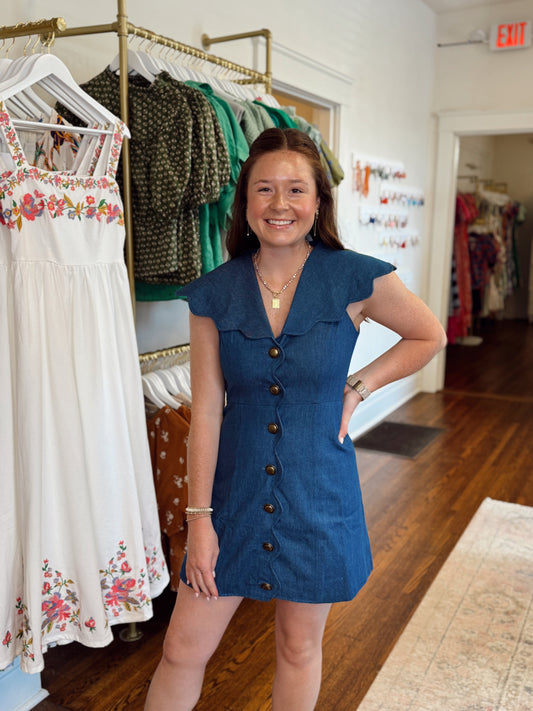 The Taylor Scallop Denim Dress