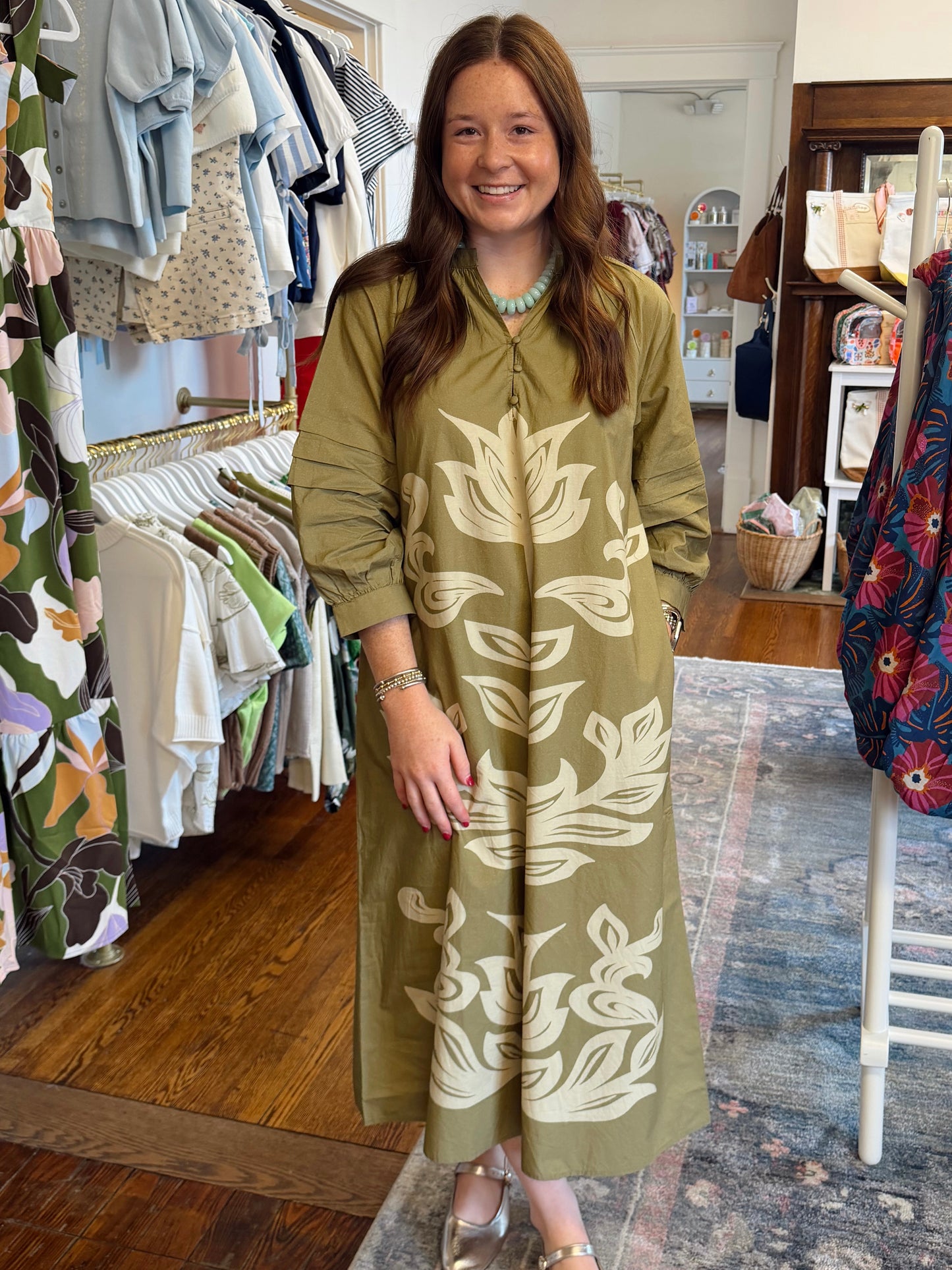 Madison Olive Floral Dress