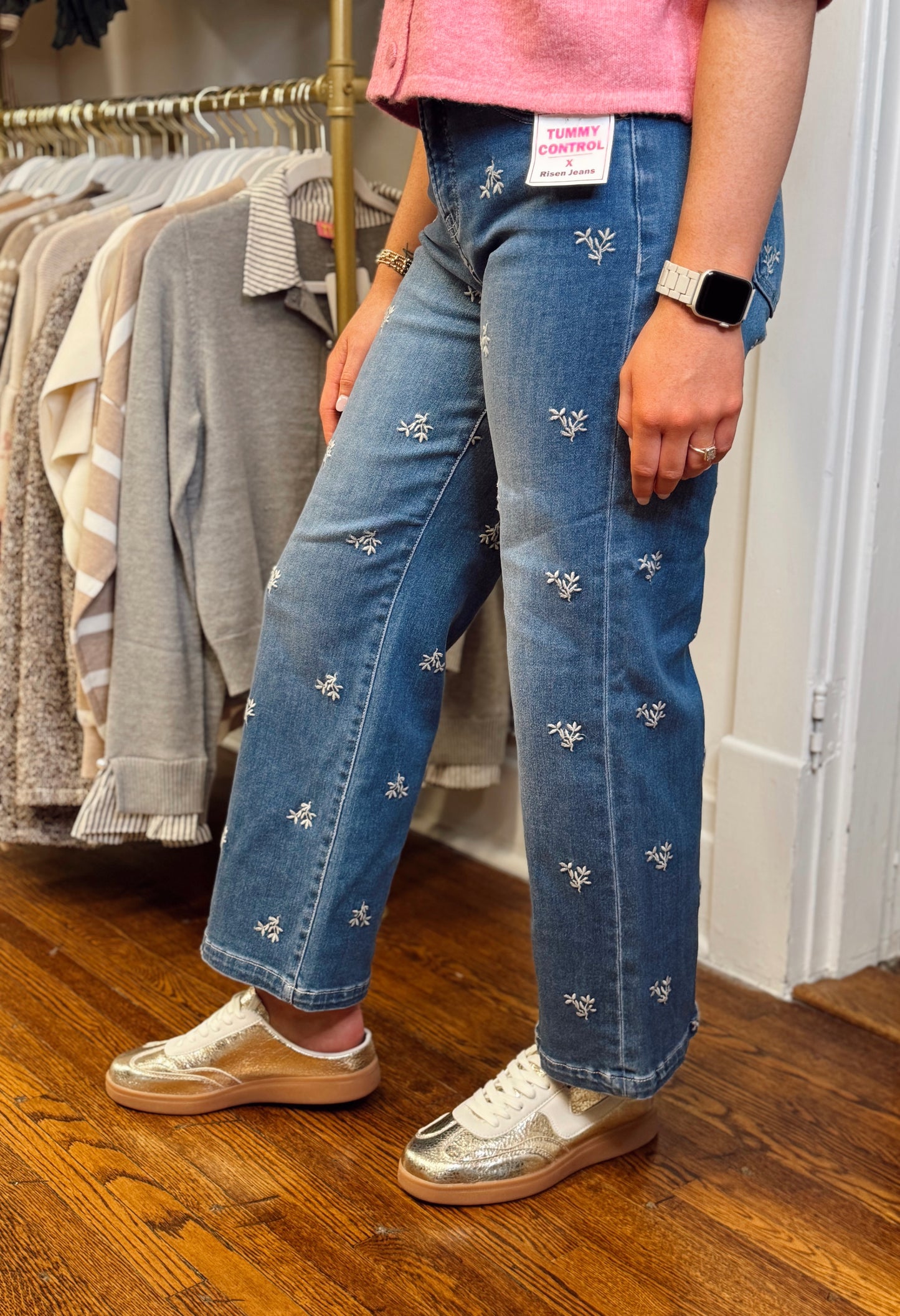 Tummy Control Embroidered Jeans