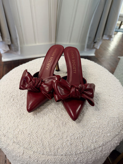 The Jane Burgundy Wine Bow Heel