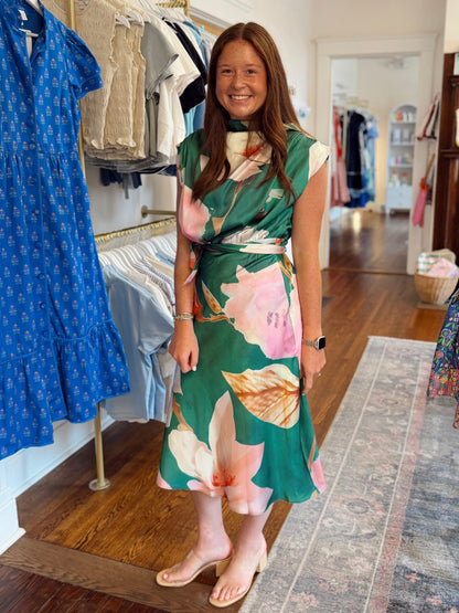 Shayna Satin Floral Dress