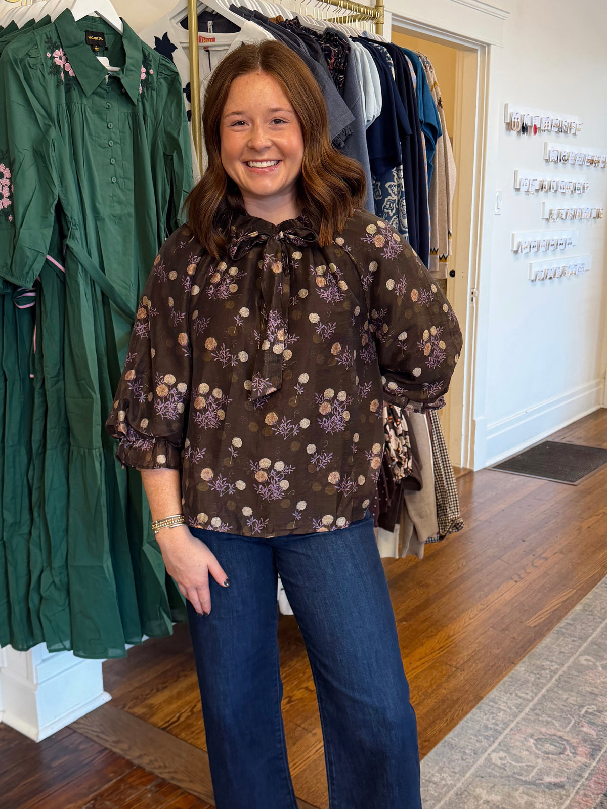 Cady Ruth Brown Sheer Top