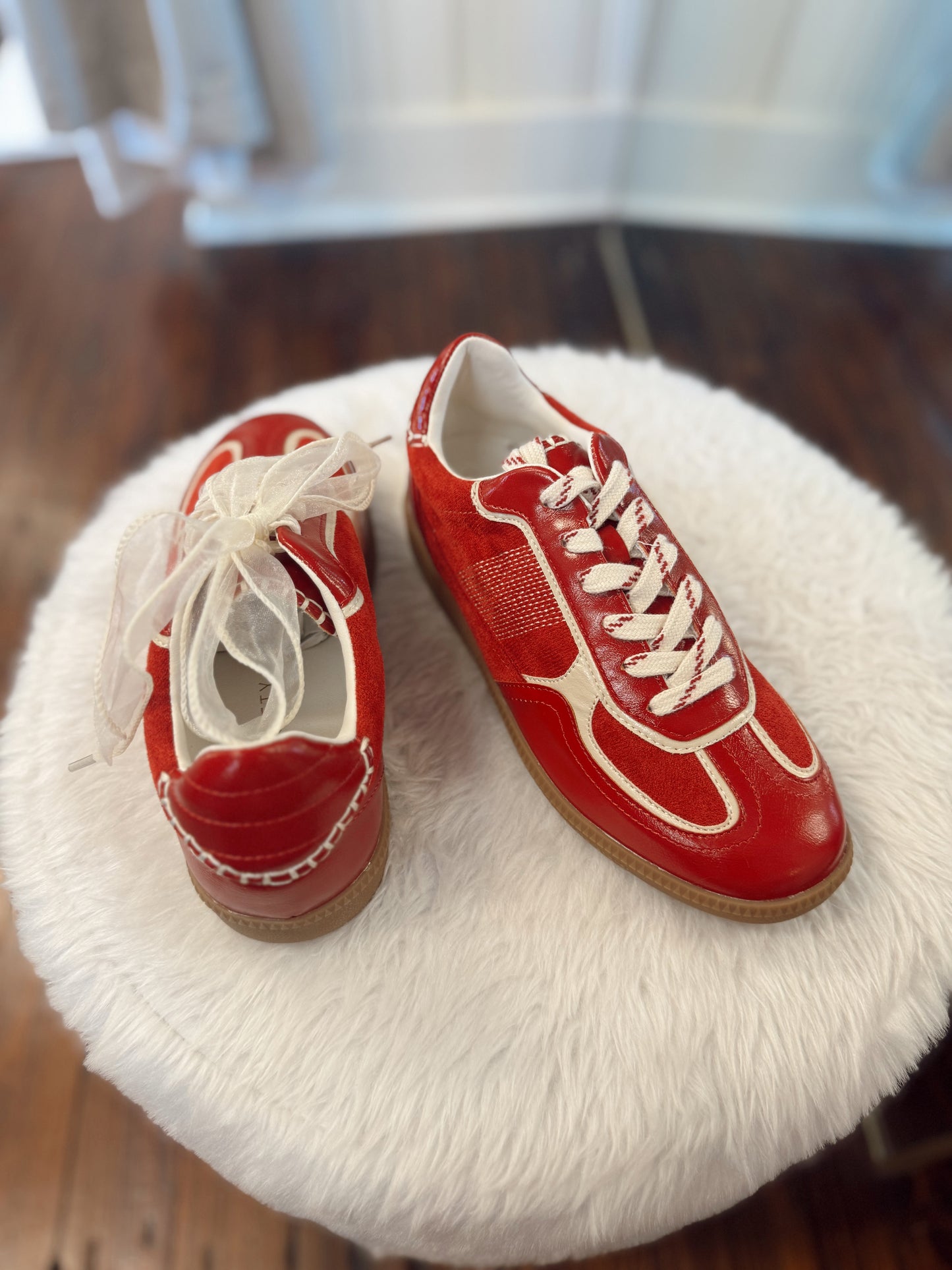 The Dalia Cherry Lace Up Sneaker