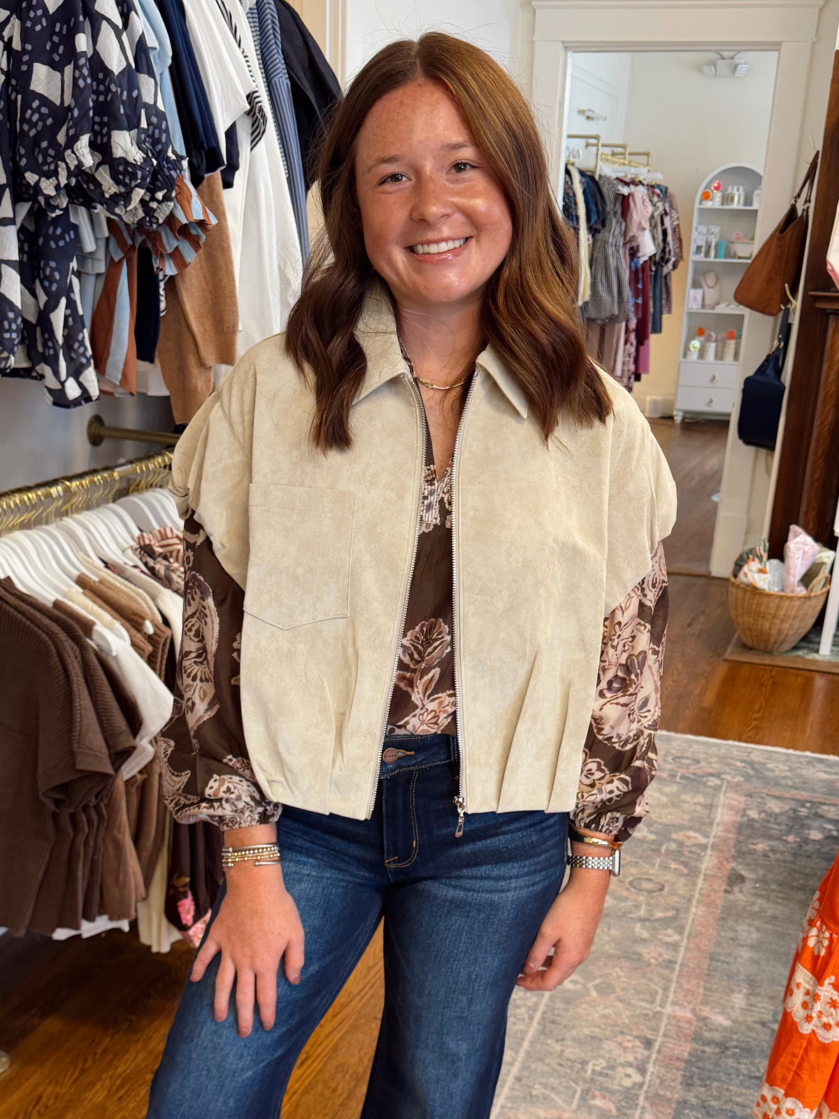 Maisie Cream Sleeveless Jacket