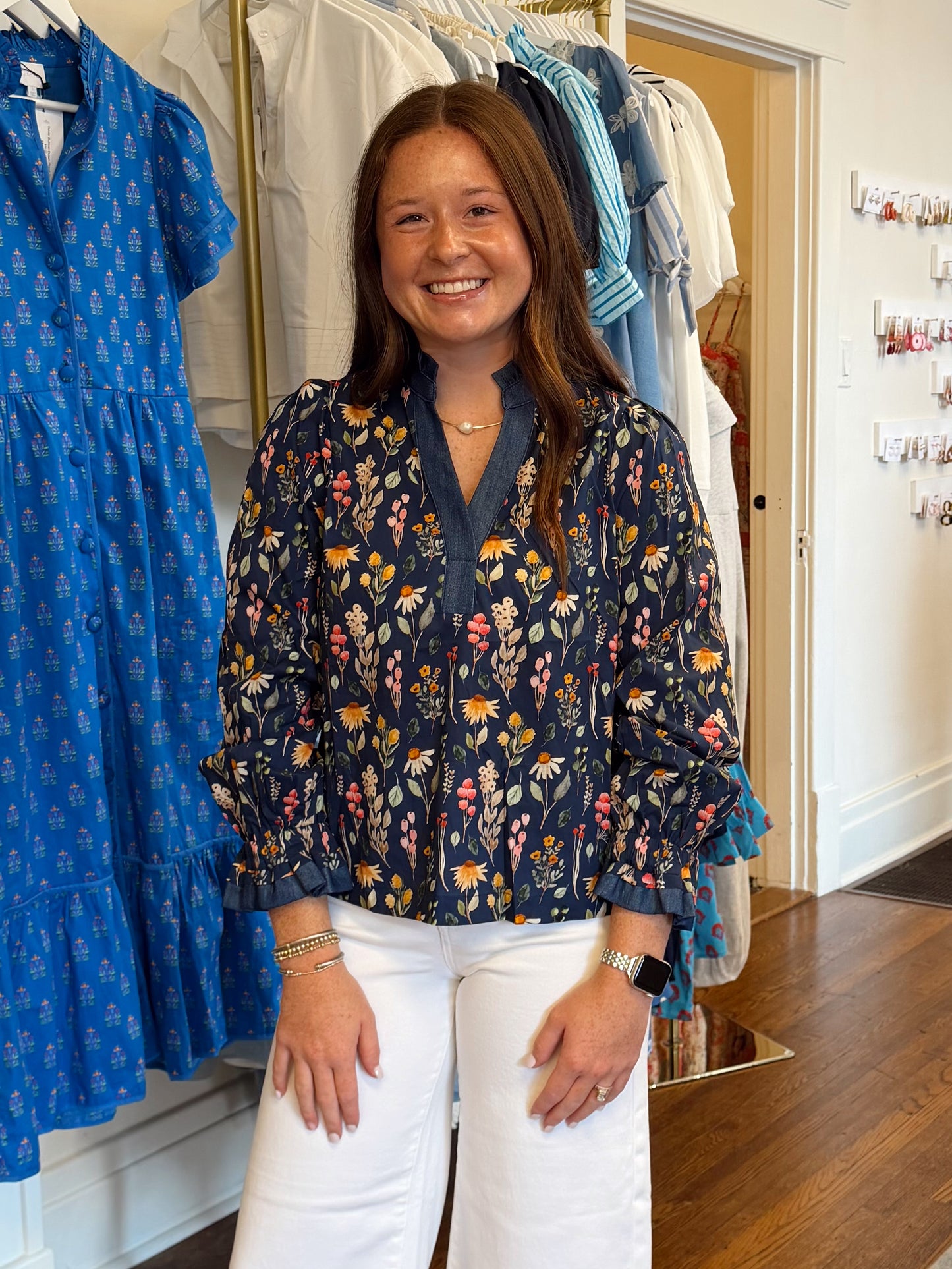 Chrissy Floral & Denim Top