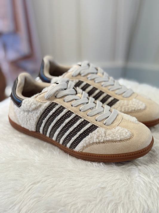 Stevie Beige Shearling Sneaker
