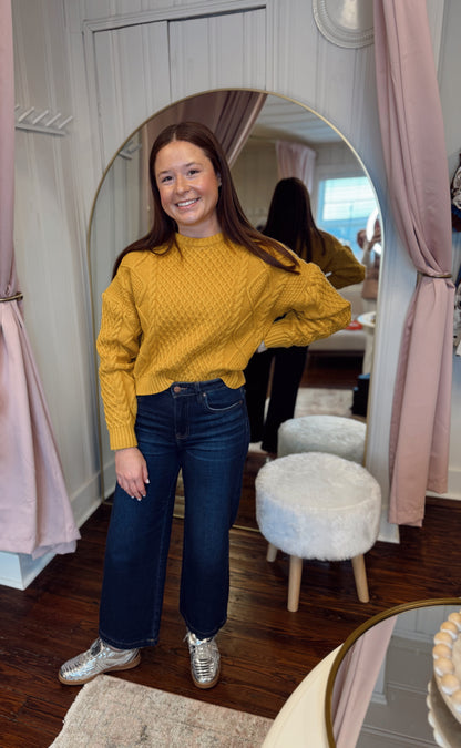 Mustard Cable Knit Sweater