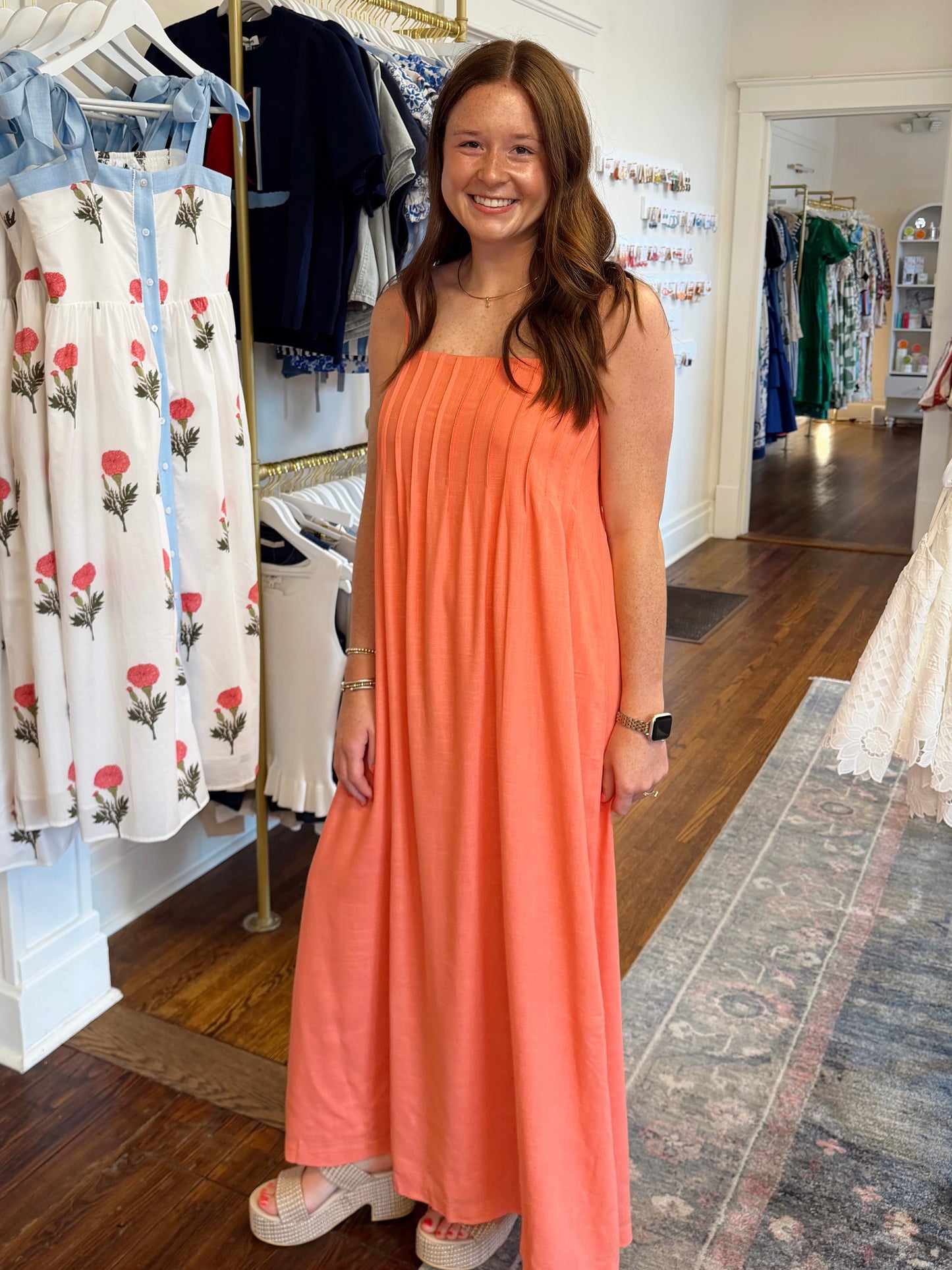 Strappy Coral Maxi Dress