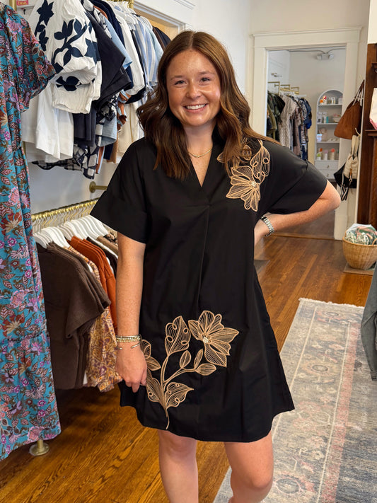 Natasha Black Embroidered Dress