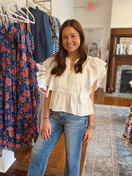 Elise Eyelet Poplin Top