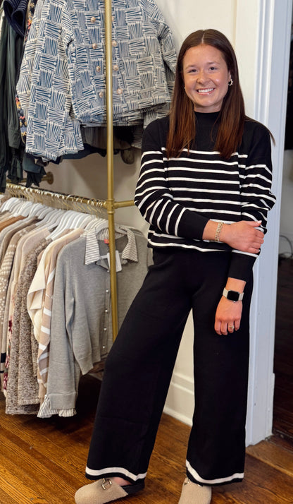 Bettie Black Strip Knit Top