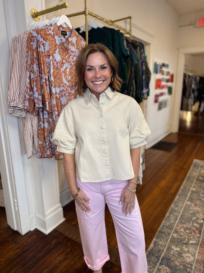 Kaia Natural Puff Sleeve Top