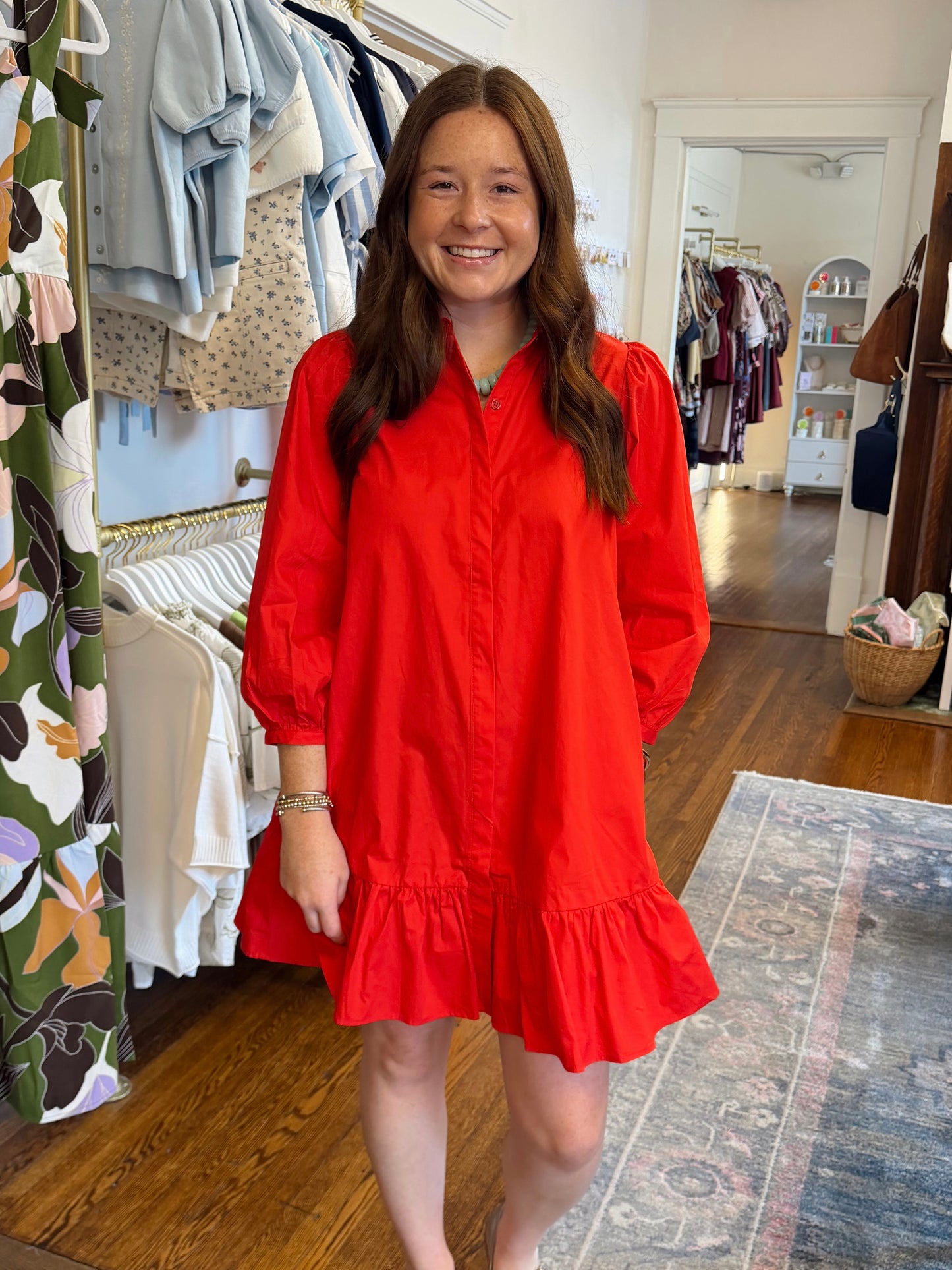 Maude Long Sleeve Button Down Dress