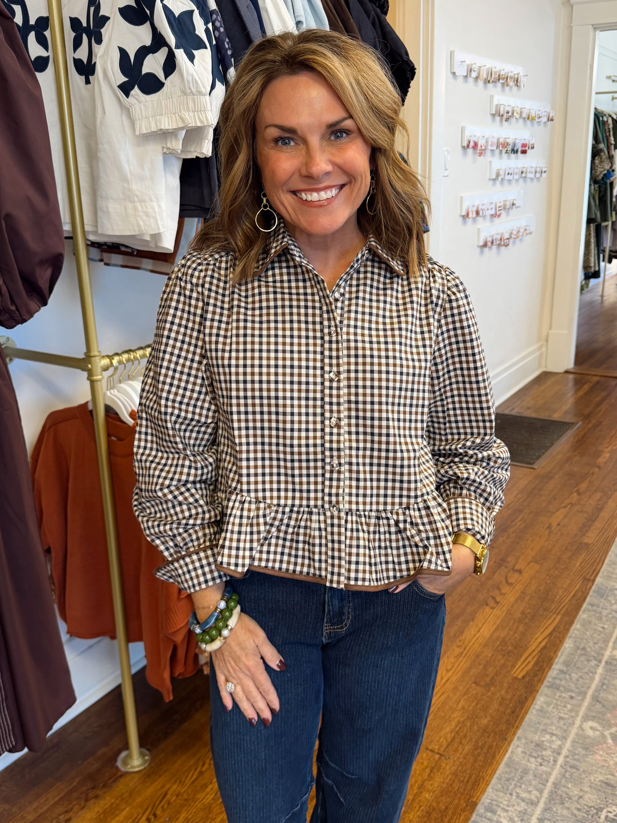 Fall Statement Gingham Blouse