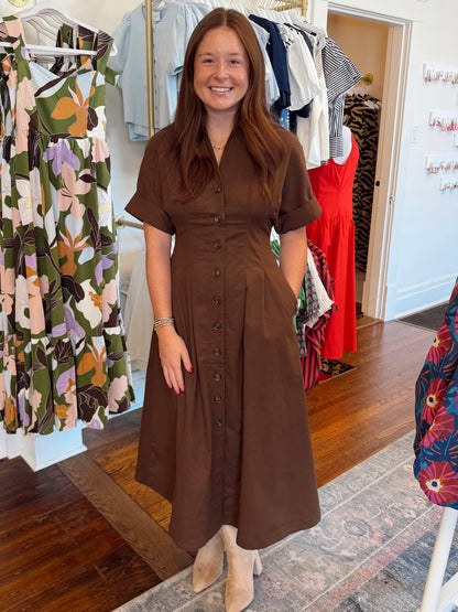 Derby Brown Pintuck Maxi Dress