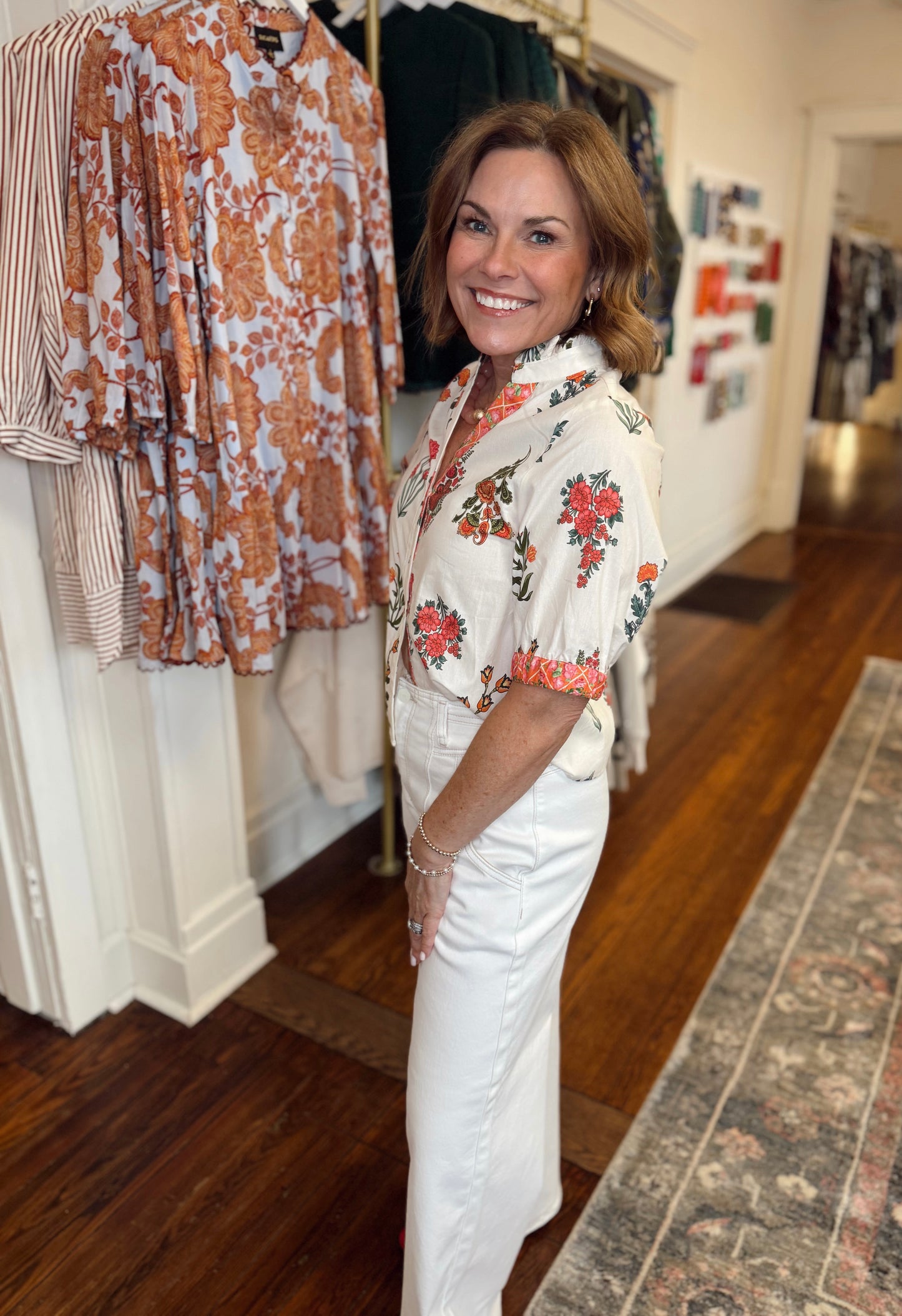 Venetian Floral Button Down Top