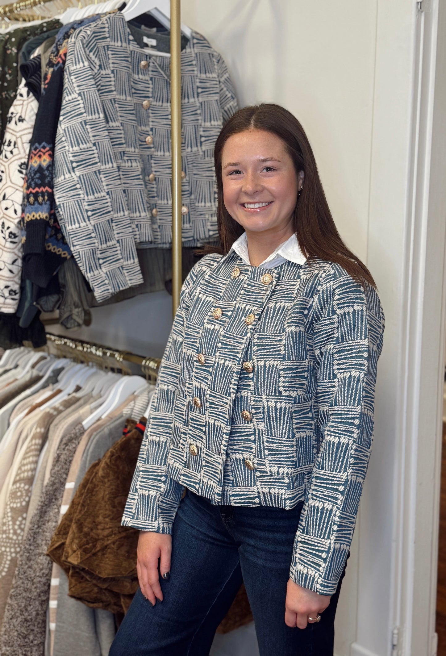 Christy Checkered Navy Jacket