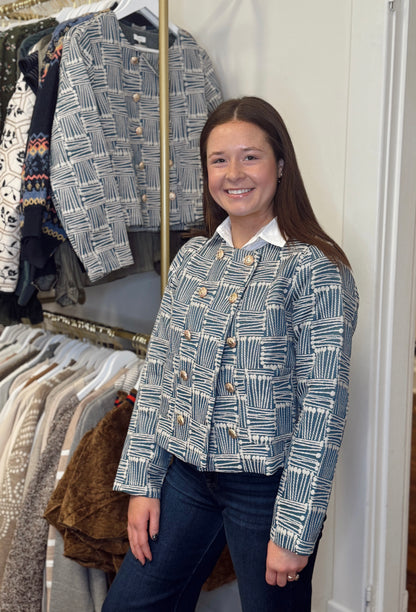 Christy Checkered Navy Jacket