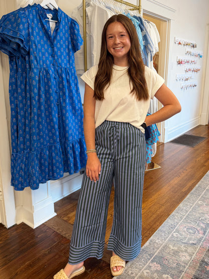 Heidi Stripe Pants - Blue/Green