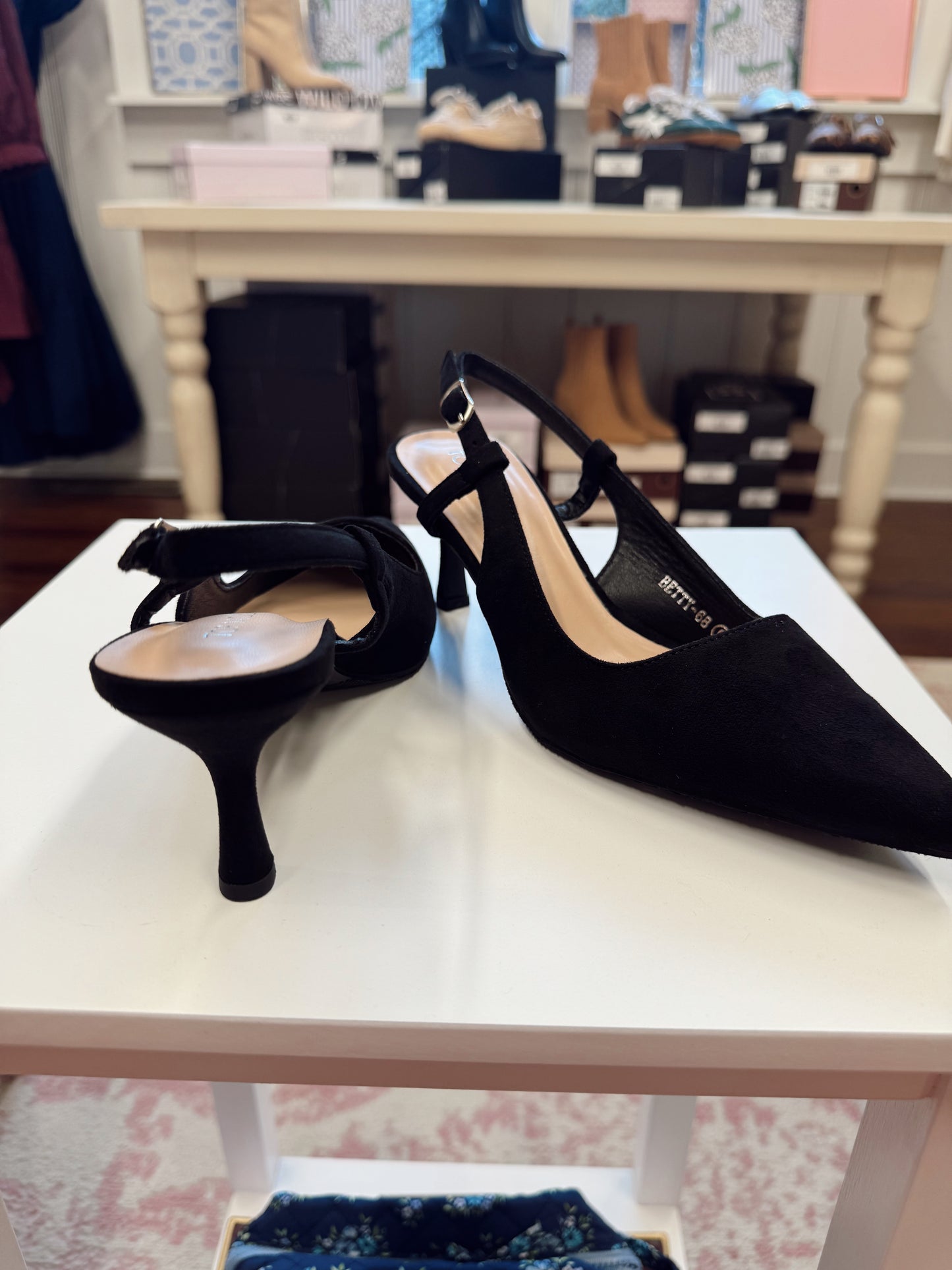 Black Suede Kitten Heels