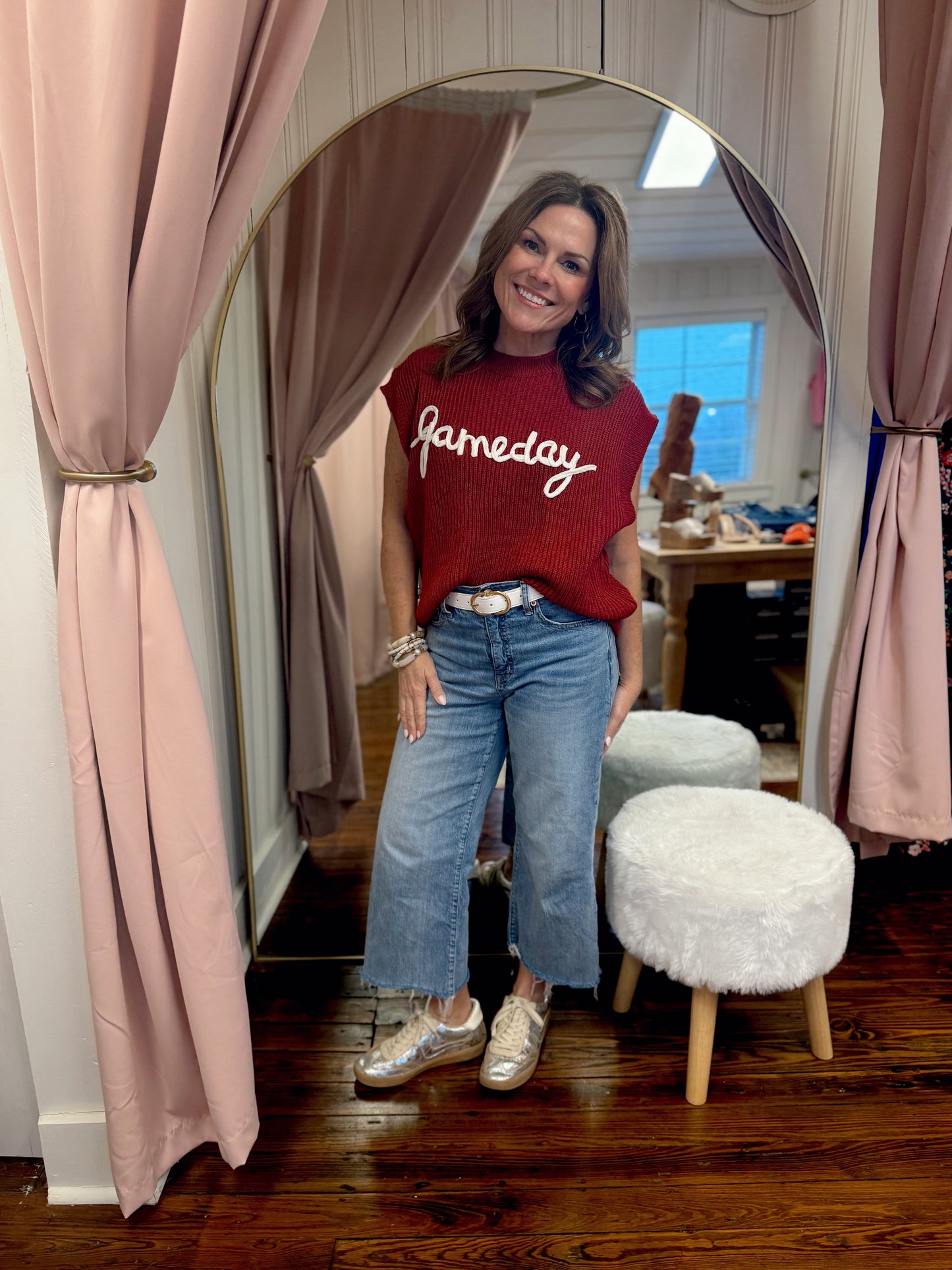 Maroon & White Gameday Sleeveless Sweater