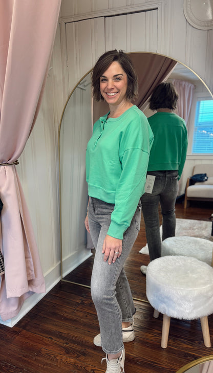 Kelly Green Henley Sweatshirt