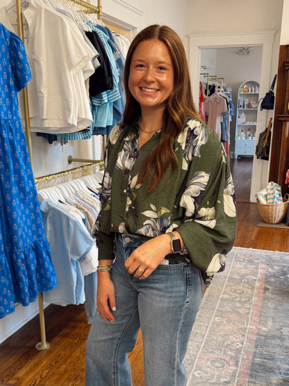 The Olivia Floral Shirring Top