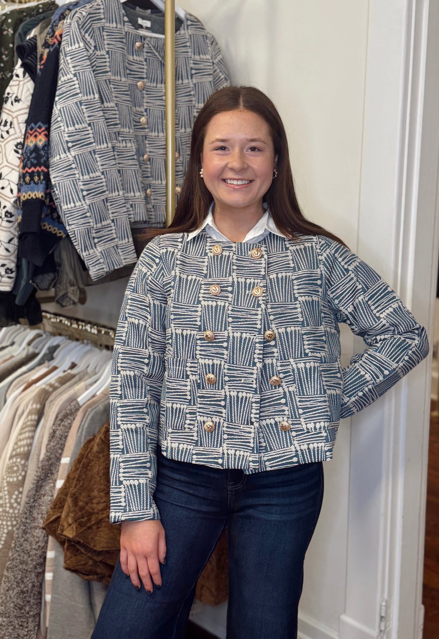 Christy Checkered Navy Jacket