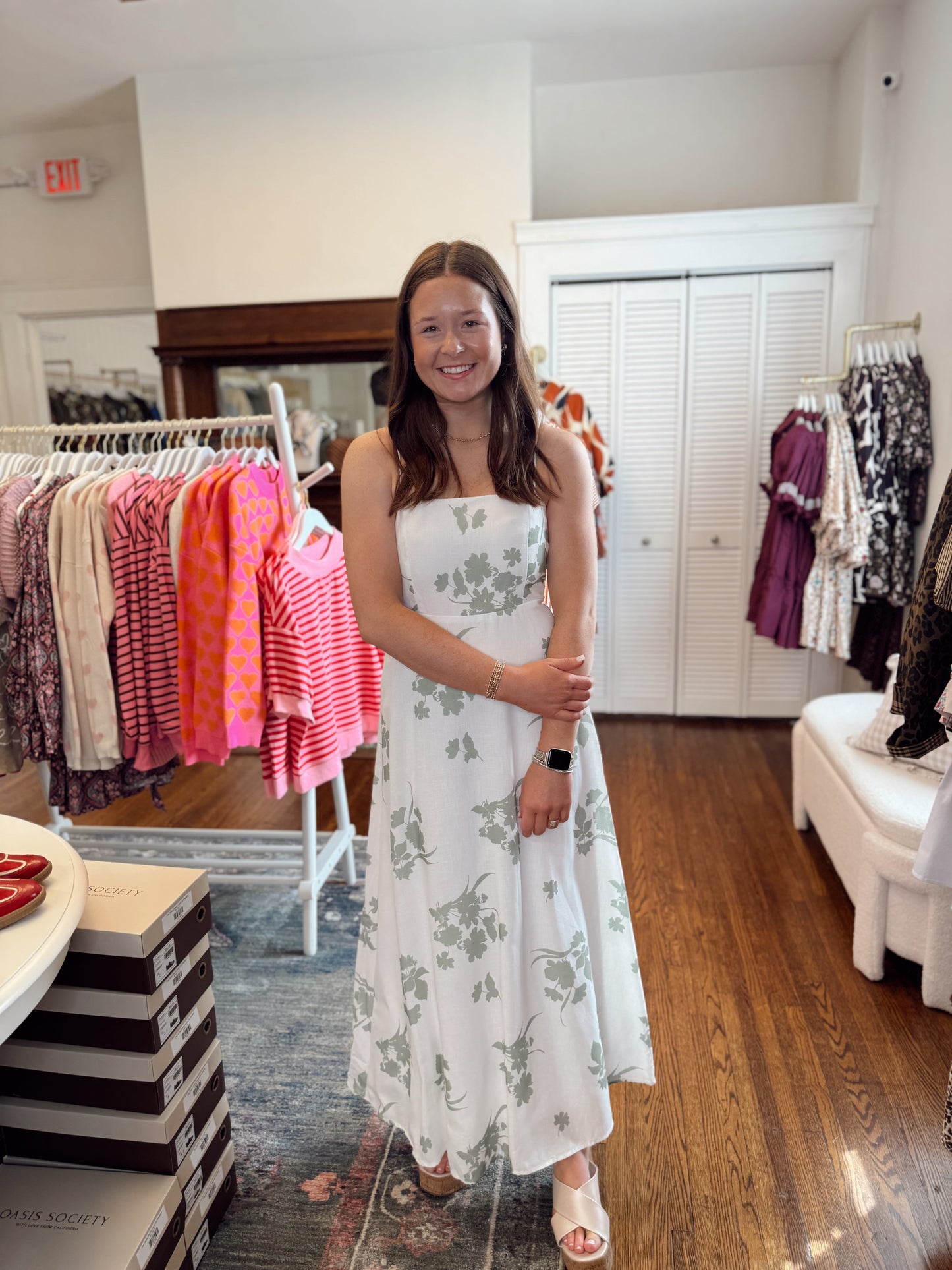 Elisa Sage Floral Dress