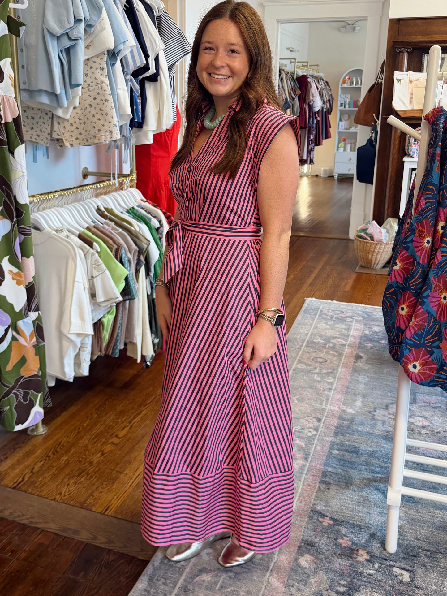 Ashleigh Stripe Maxi Dress - Pink/Navy