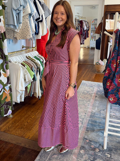 Ashleigh Stripe Maxi Dress - Pink/Navy