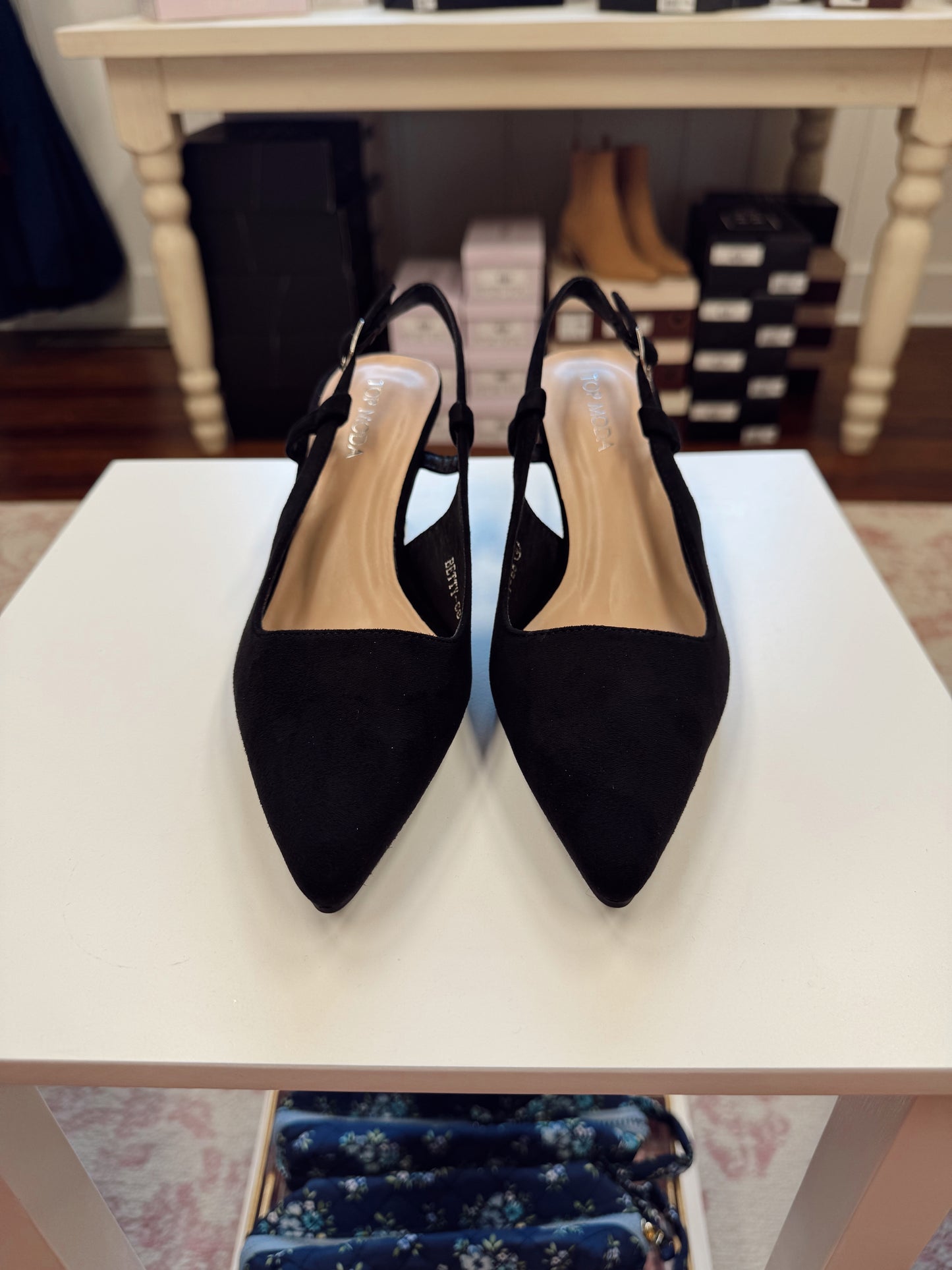Black Suede Kitten Heels