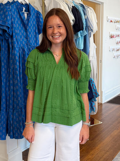 Christine Crinkle Green Top