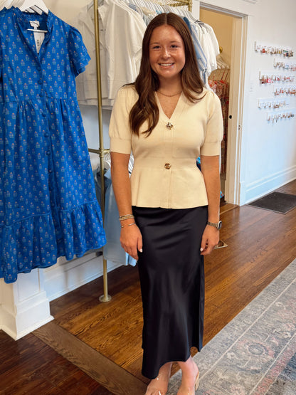 Midnight Blue Satin Maxi Skirt