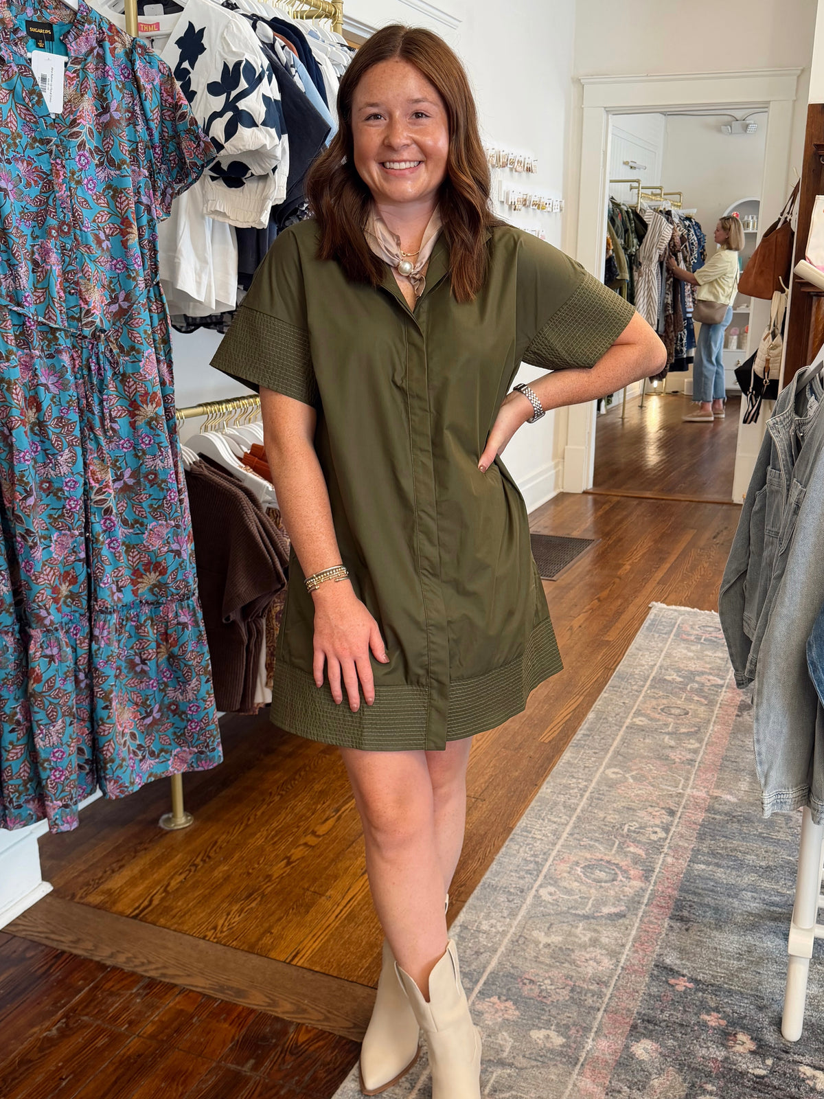 Sheila Olive Poplin Dress